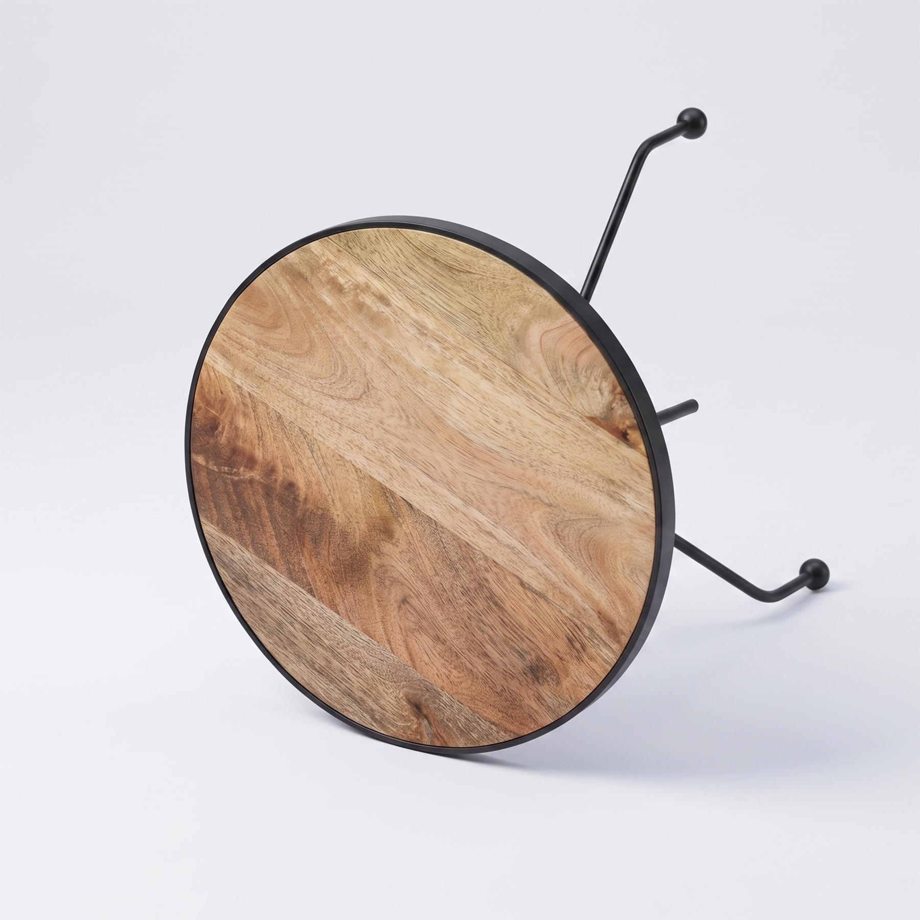 Industrial Solid Mango Wood & Metal Cross-Base Side Table view 4