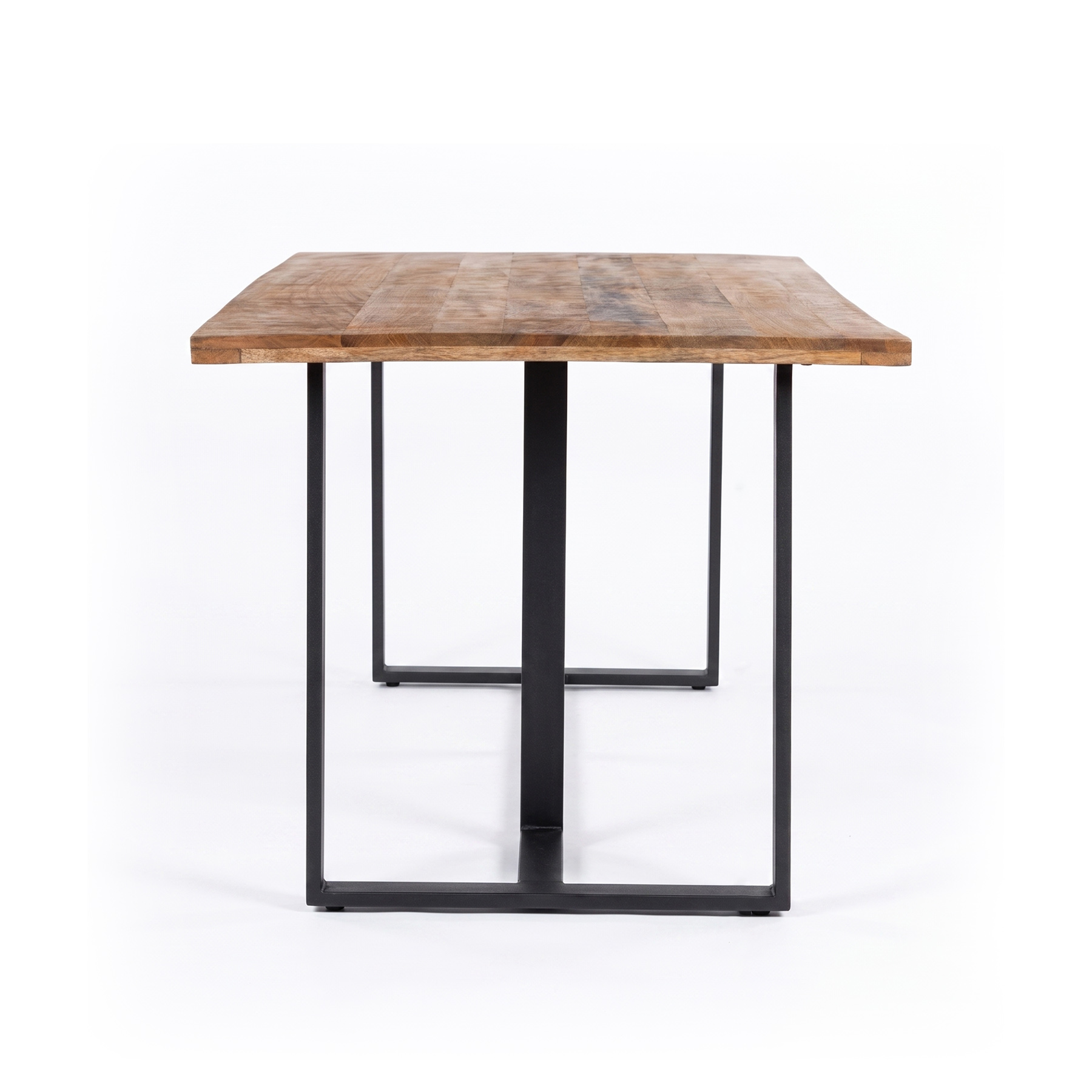 Modern Rustic Solid Mango Wood Center Dining Table with Powder-Coated Metal U-Frames view 4