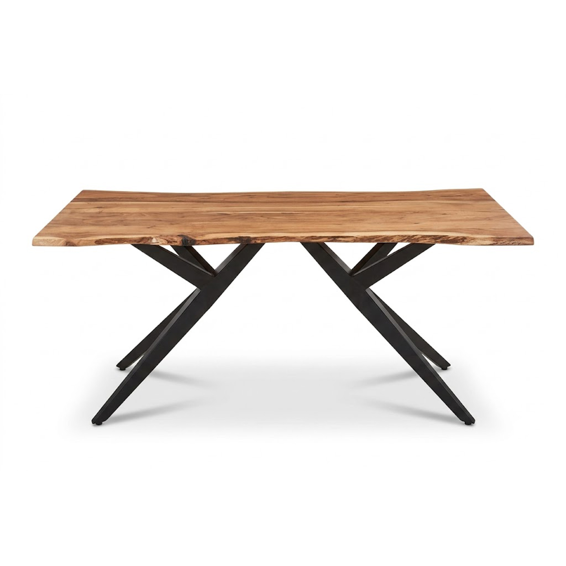 Industrial Solid Acacia Live-Edge 6-Seater Dining Table with Architectural Cross-Star Base view 3