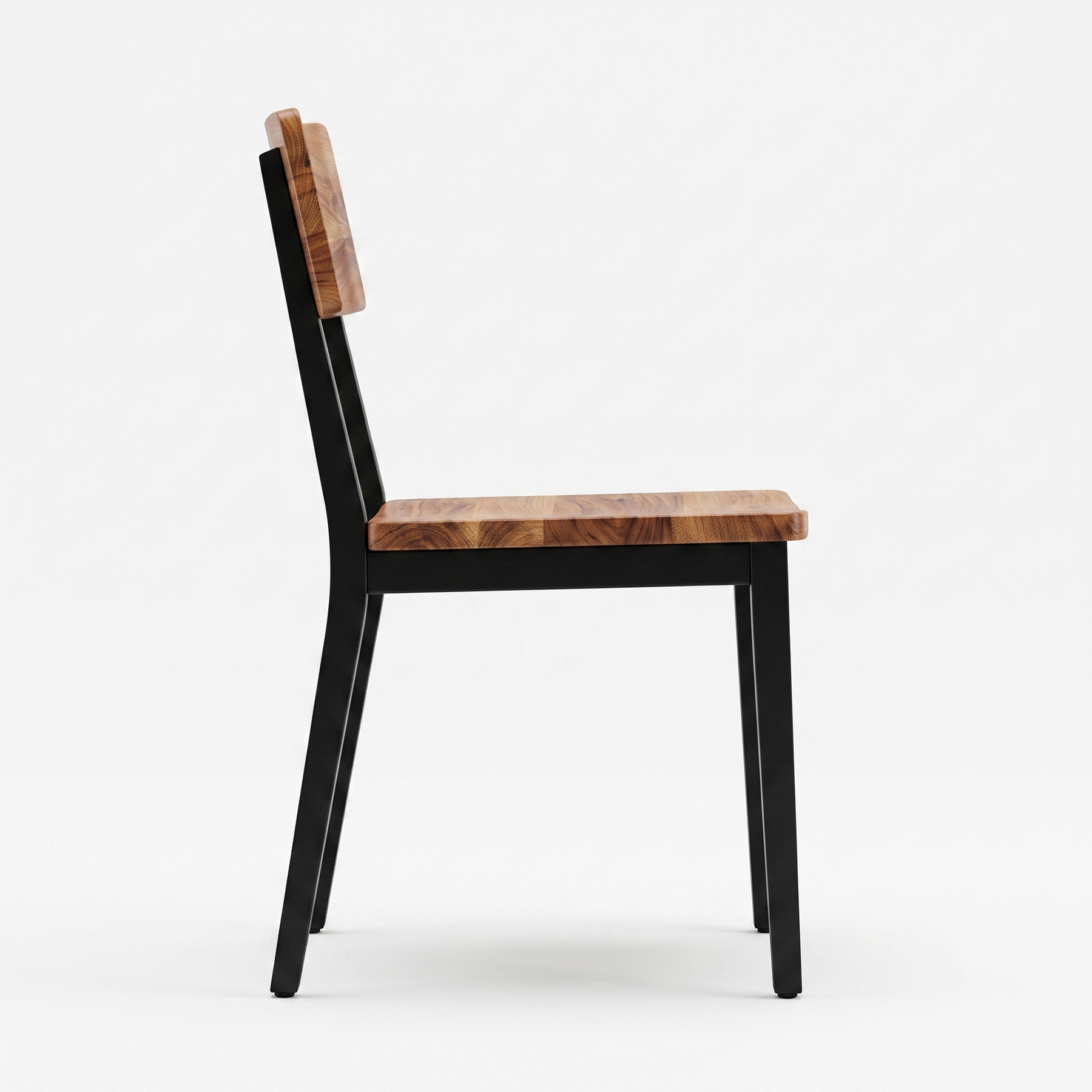Urban Industrial Solid Acacia Wood & Matte Black Metal Dining Chair view 5