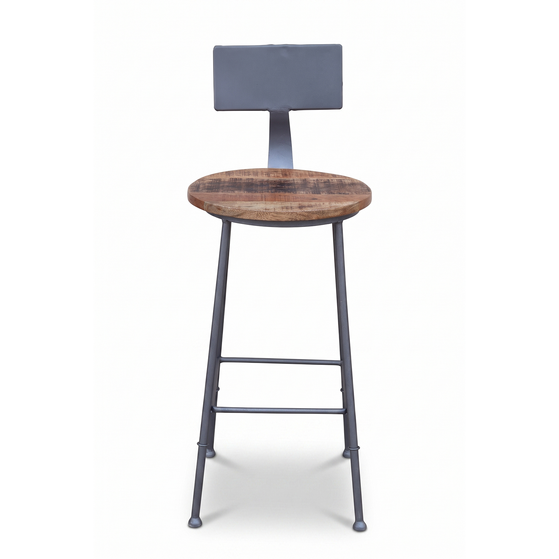 Industrial Solid Mango Rough Wood Gray Gunmetal Metal Frame Bar Chair (103 cm) view 3