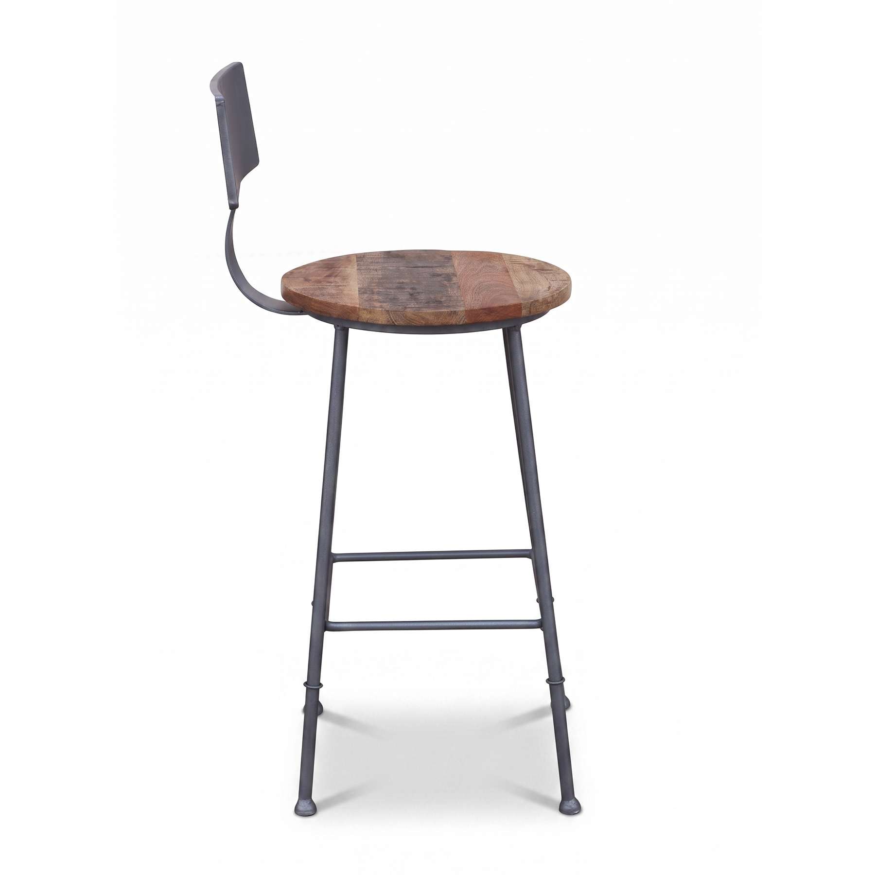 Industrial Solid Mango Rough Wood Gray Gunmetal Metal Frame Bar Chair (103 cm) view 4