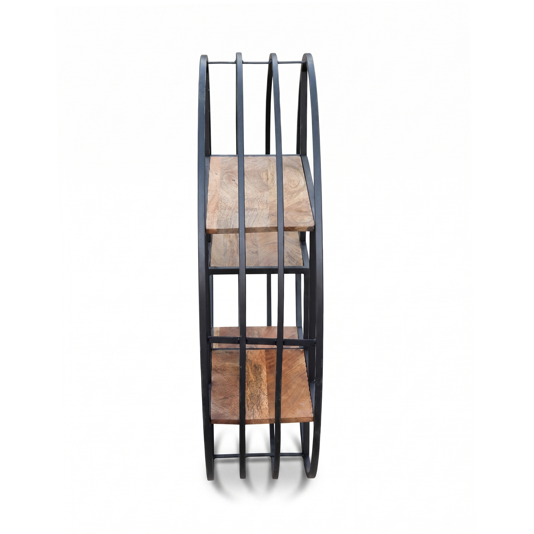 Urban Boho Circular Metal Frame Wall Unit with Solid Mango Wood Shelves view 5