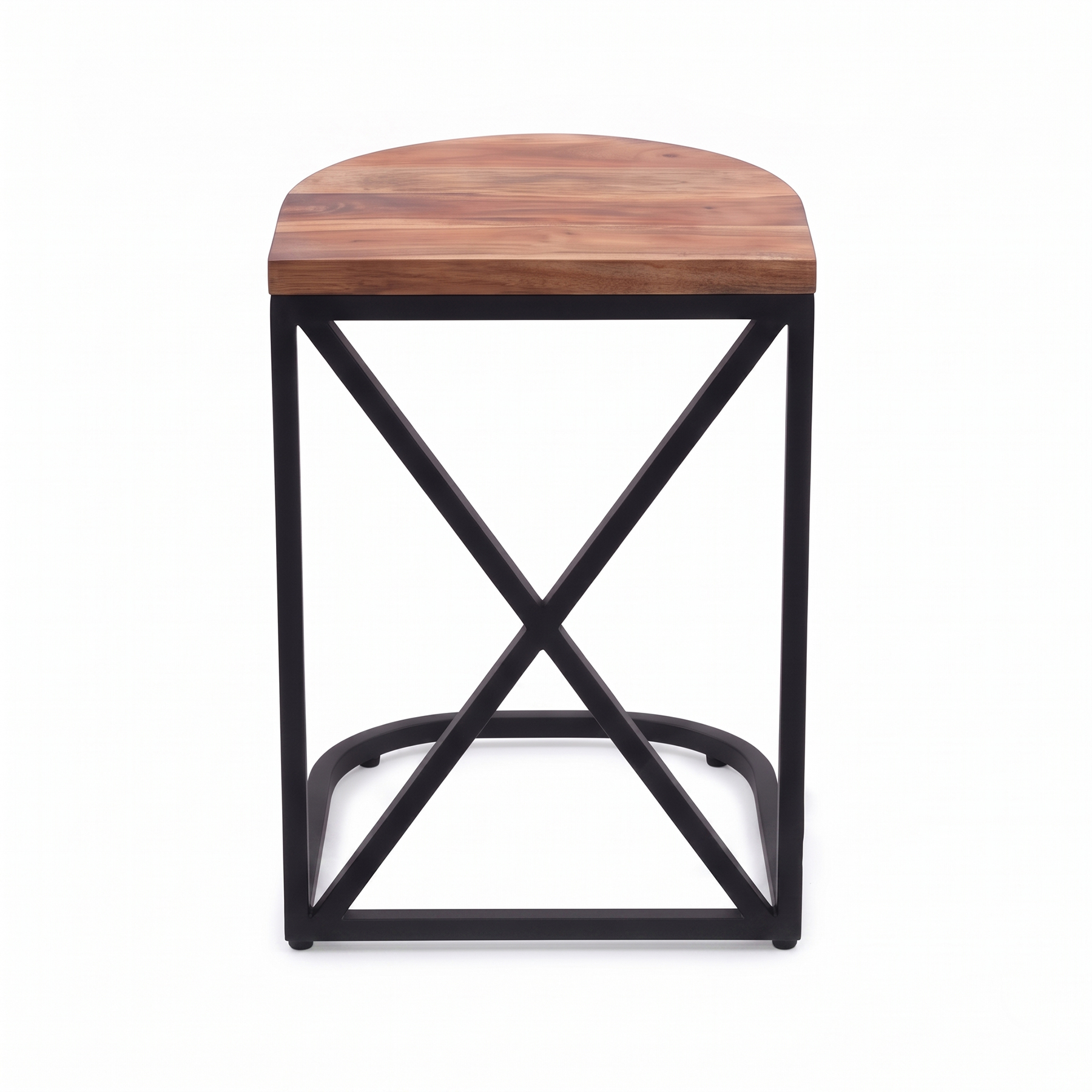 Modern Industrial Acacia Wood C Side Table with Metal Frame view 4