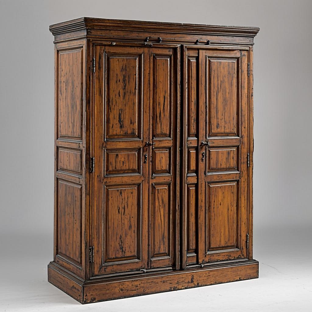 Antique Reclaimed Wood 3-Door Wardrobe
