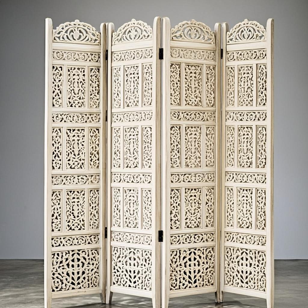 Moroccan-Style Hand-Carved Room Screen