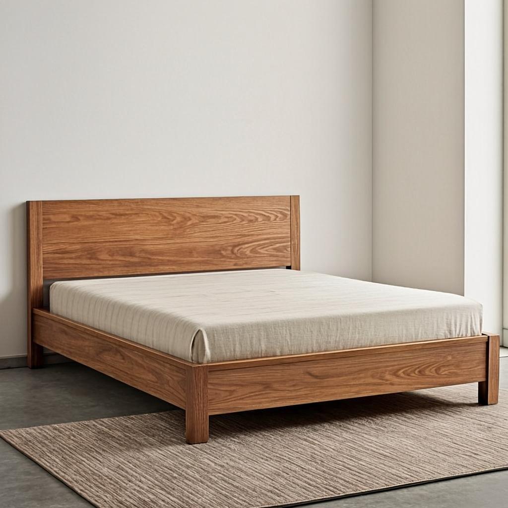 Minimalist Teak Wood Platform Bed (Queen)